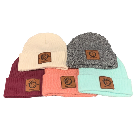 Ladies Leather Patch Beanie